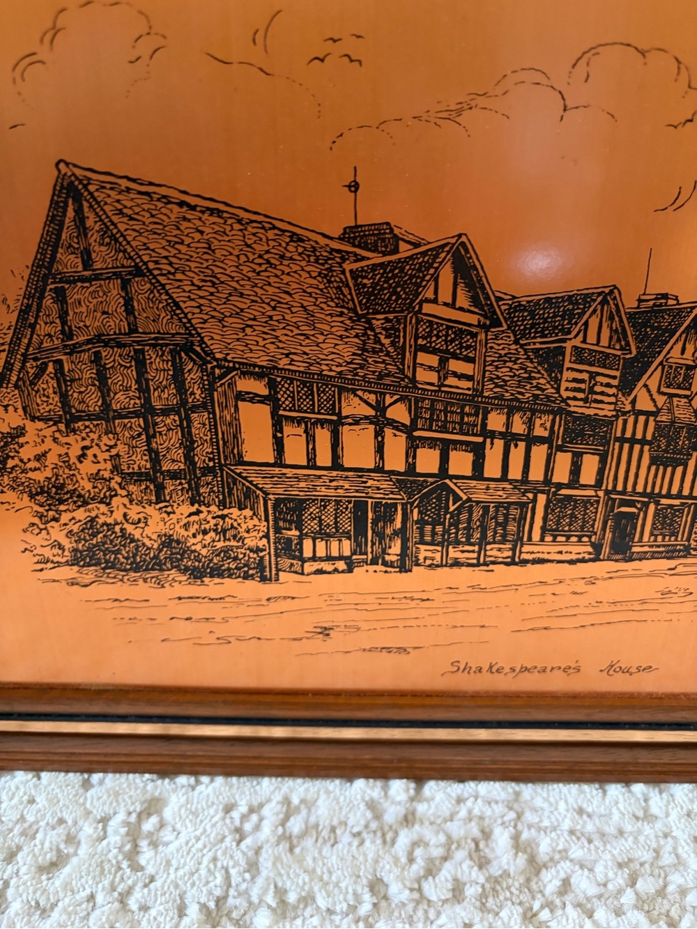 Vintage Framed Copper Etching Shakespeares House